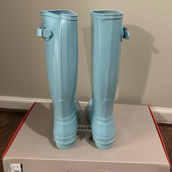 Hunter Original Tall Gloss Rain Boots in Pale Mint Size 7 NWT - Picture 5 of 16